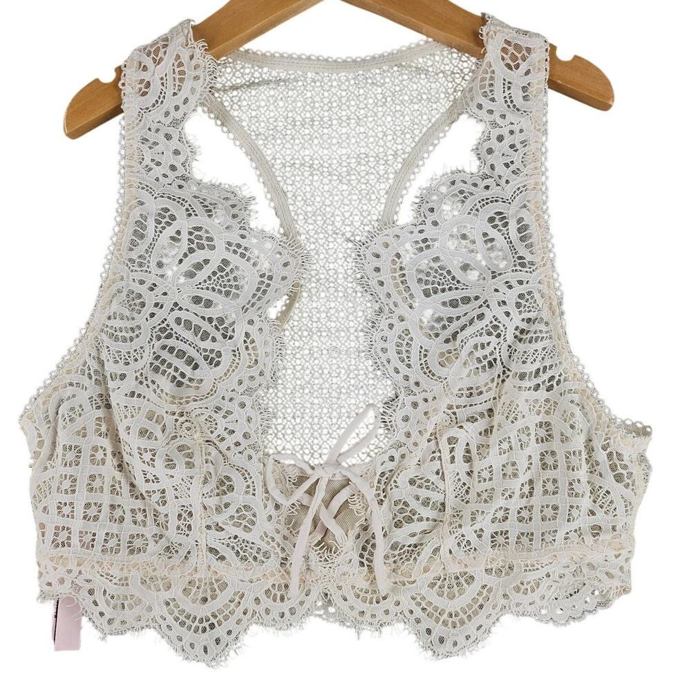 VICTORIA’S SECRET DREAM ANGELS WHITE LACE BRALETTE – WOMEN'S SIZE S – RACERBACK